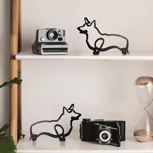 Escultura de pared de arte minimalista de perro de metal, arte de pared de línea de perro minimalista, decoración minimalista moderna para el hogar, decoración de sala de estar