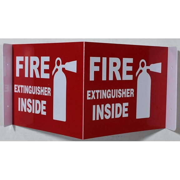 Fire Extinguisher Inside Sign 3D Projection Sign/Fire Extinguisher Inside Sign Hallway Sign (RED,Plastic,7x9)-Les Deux cotes line (ref-2201)