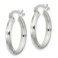 thumbnail image 2 of 925 Sterling Silver Anti-Tarnish Diamond Cut Women's Textured Tube 2.5mm Hoop Earrings | 21mm, 2 of 4