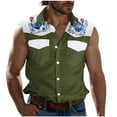 thumbnail image 1 of Camisas de Cuello para los Hombres de Moda Casual Imprimir Turndown Cuello sin Mangas Bolsillos Deportivos Tanque, Ligero Top de Verano, 1 of 5