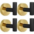 thumbnail image 1 of Zhuge Paquete de 8 ganchos para batas, toallas, abrigos, ganchos de pared negros y dorados para baño,colgadores de acero inoxidable para puerta,batas,ropa, armarios, ganchos para esponjas, 1 of 5