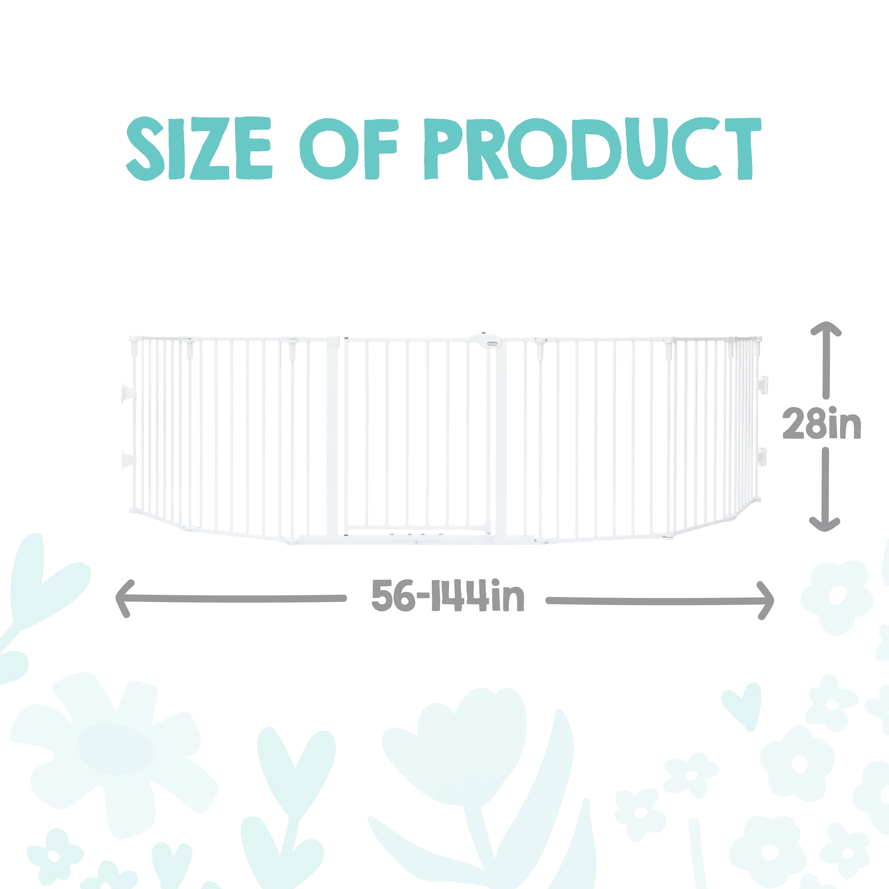 Regalo Super Wide Baby Gate and Play Yard, 56-144 in, White, Ages 6-24 Months