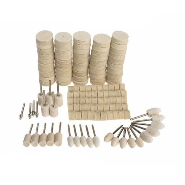 EeaseMX Juego de 129 almohadillas de fieltro para pulir y esmerilar superficies metálicas, con encerado y pulido.