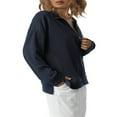 thumbnail image 4 of Sweat à Capuche Décontracté à Manches Longues pour Femmes avec Fermeture Éclair Quart Bleu m, 4 of 8
