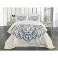 thumbnail image 3 of Ambesonne Lion Quilted Bedspread Set 3 Pcs, Animal Portrait Wildlife, King Size, Slate Blue and Beige, 3 of 5