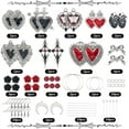 thumbnail image 2 of DIY Gothic Heart Brass & Alloy Enamel Dangle Earring Making Kits Antique Silver 14~47.5x8~27mm Hole: 1mm, 2 of 7