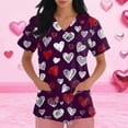 thumbnail image 3 of Garbnen S-5XL Valentines Day Scrub Tops Short Sleeve V Neck Heart Print Uniforms Scrubs for Women with Pocket Stretch Workwear Women, 3 of 5