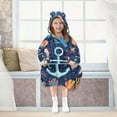 thumbnail image 7 of FORMRS Wearable Blanket Hoodie with Sleeves for Kids Cozy Flannel Sweatshirt, Blue Anchor, 7 of 7