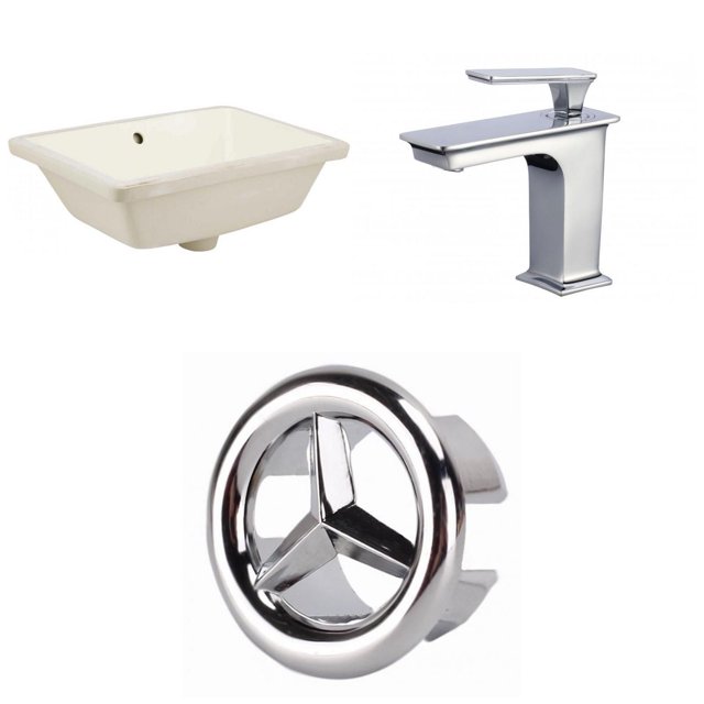 American Imaginations 18.25-in. W Rectangle Bathroom Undermount Sink Set In Biscuit - Chrome Hardware AI-26739