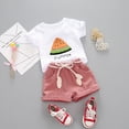 thumbnail image 2 of NIEWTR oddler Girls Clothes 1T 2T 3T 4T 5T Summer Outfits Baby Kids Short Sleeve T-Shirt Tops 2Pcs Shorts Sets(Pink,18-24 Months), 2 of 9