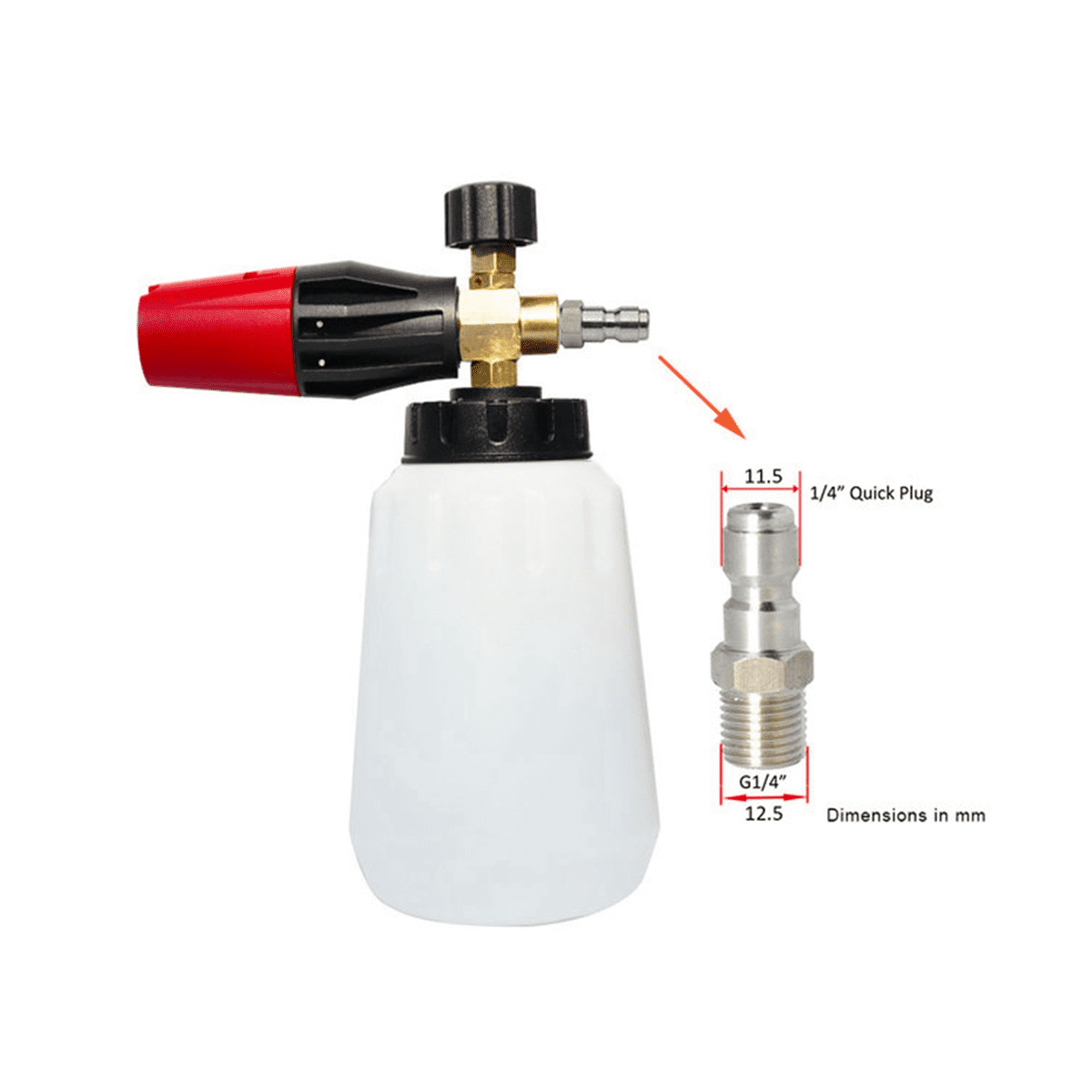 3X Pressure Washer Snow Foam Nozzle Adjustable Foam Cannon Generator Clean Soap Foam Wash for Interskol L,3 x generator 3 x 1 liter bottle 3 x straw 3 x adapter 3 x Vinyl tape,White & black & red
