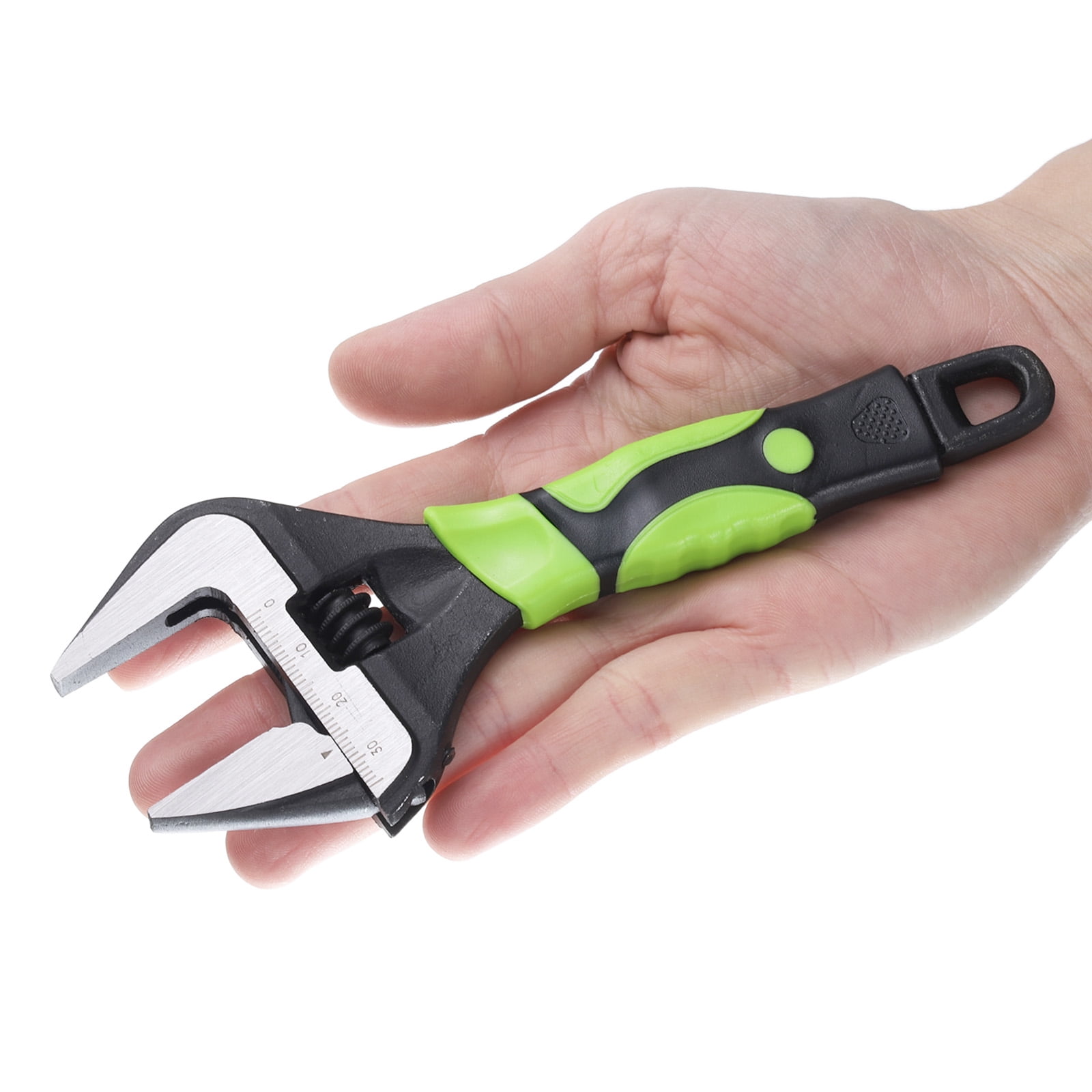 1pcs Adjustable Wrench 10" CR-V Universal Spanner Wide Opening, Black/Green