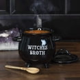 thumbnail image 4 of Ebros Ceramic Wicca Black Cauldron Dipping Condiment Bowl Mug W/ Broom Spoon, 4 of 6
