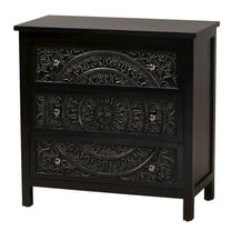 Baxton Studio Yelena Traditional Black Finished Wood 3-Drawer Storage Cabinet