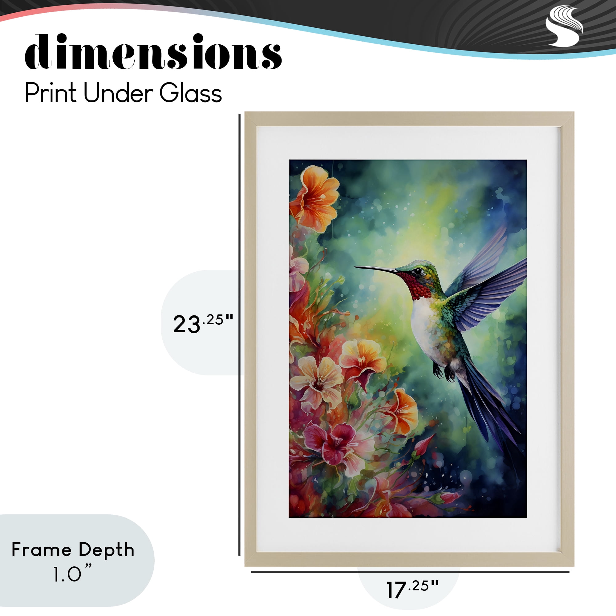 Stupell Industries Fluttering Hummingbird & Radiant Blossoms Birch Framed Print Under Glass, design by Creative Studio