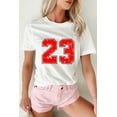 thumbnail image 5 of Women's White Number 23 Casual T-Shirt with Cracking Print for Summer | [ZhiHiMeRi] | 2XL, 5 of 8