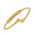 thumbnail image 2 of Fashion Alloy Yellow Gold-Tone White CZ Twisted Cable Bangle Bracelet, 2 of 3