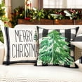 thumbnail image 3 of Christmas Pillow Covers 18"x18" Set of 4 Black White Buffalo Plaid Christmas Decorations Winter Holiday Decor Throw Cushion, 3 of 5