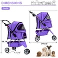 thumbnail image 5 of YRLLENSDAN 3 Wheels Dog Strollers Pet Strollers Cat Strollers with Cup Holder & Removable Liner Waterproof Doggy Stroller for Small Medium Dogs, Purple, 5 of 7