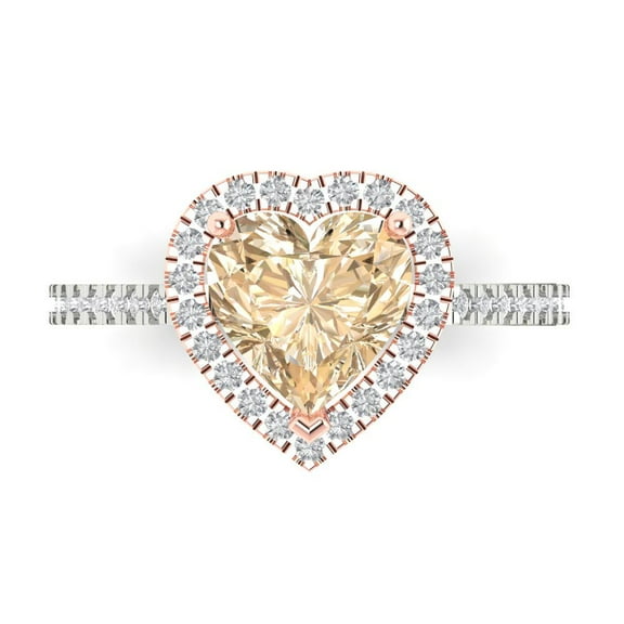 Halo Engagement Ring for Women - 2.285ct Natural Morganite in 18K White/Rose Gold Promise Ring