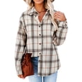 thumbnail image 2 of Blusa a cuadros para mujer, con botones, manga larga, holgada, para otoño e invierno, camisa a cuadros para mujer, blusa para fiesta de trabajo diaria, 2 of 6