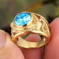 thumbnail image 5 of HIJONES Men's Stainless Steel Punk Gemstone Snake Hollow Engraved Signet Ring Crystal Engagement Wedding Jewelry Blue Size 12, 5 of 6