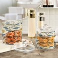 thumbnail image 4 of Wobogo Yellow Vintage Floral Pattern Clear Plastic Jar Large and Medium Combo Set Cotton Swabs Balls Dental Floss Sticks Cosmetic Storage Can, 4 of 6