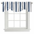 thumbnail image 2 of Navy Blue Grey Stripe Tie Up Valances Curtain, Adjustable Kitchen Classic Modern Valances for Windows Decor, Rod Pocket Short Curtains Set for Bedroom/Bathroom, 54"x18", 2 of 9