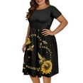 thumbnail image 4 of SCRAWLGOD Bees Sunflowers Dresses for Women Dress Summer Dress with Short Sleeves Dressy Soft Women's Summer Dresses with Short Sleeves Crew Neck Pleat Dresses for Outdoors Size XL, 4 of 7