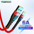 thumbnail image 2 of Cable USB tipo C Vumpach de 6 A y 66 W para Huawei P50/Honor, carga rápida, indicador LED, cable de datos para Xiaomi y Samsung., 2 of 5