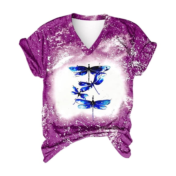 Vedolay Tube Tops For Women Women's Casual Swiss Dots Chiffon Ruffle Front Short Sleeve Work Office Blouse Top,Purple L