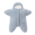 thumbnail image 3 of Baby Starfish Onesie, Thick Imitation Fleece Starfish Newborn Romper, Infant Footie Jumpsuit Winter Warm Outfits (Blue-A,Size:9M), 3 of 10