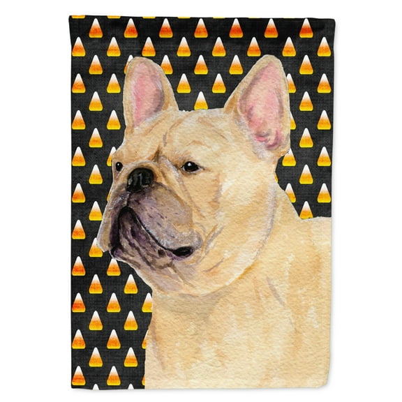 Carolines Treasures SS4278-FLAG-PARENT French Bulldog Candy Corn Halloween Portrait Flag  multicolor
