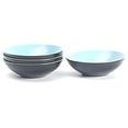 thumbnail image 6 of Stoneware Two-Tone Colors Life 16pc Dinner Set， Outside Shiny Black + Inside Matte Glaze Turquoise, 6 of 8