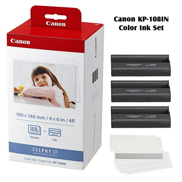 Canon Selphy CP1300 Color Ink Paper Set KP108IN 108 4x6 Sheets with 3