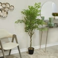 thumbnail image 2 of DecMode 61" Artificial Weeping Fig Tree in Realistic Leaves and Black Melamine Pot, 2 of 9