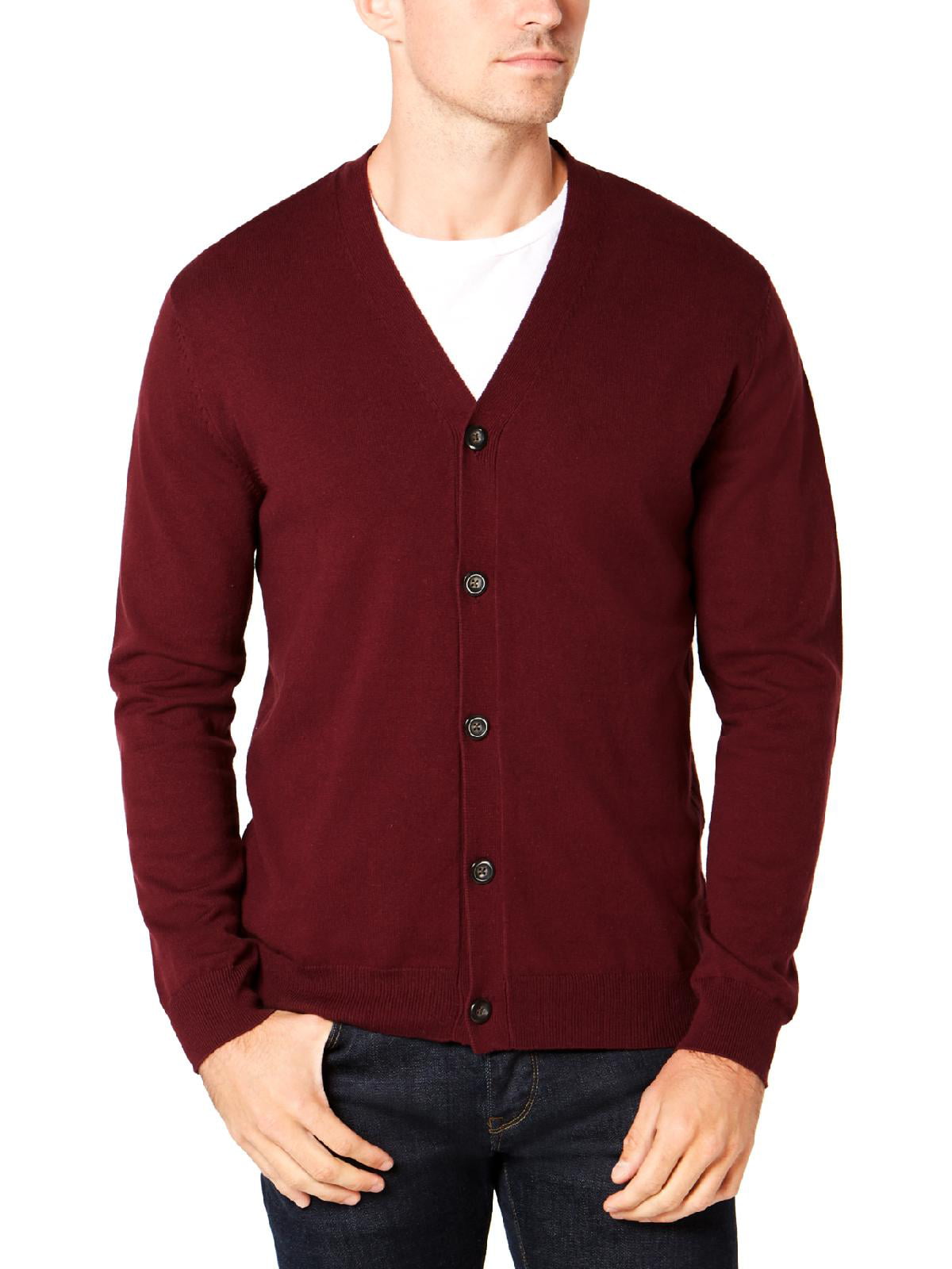 Club Room Mens Ribbed Trim Long Sleeves Cardigan Sweater - Walmart.com