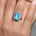 thumbnail image 4 of Gem Stone King 18K Rose Gold Plated Silver Sky Blue Topaz Ring for Women (8.30 Cttw, Emerald Cut Checkerboard 14X10MM, Gemstone November Birthstone, Available in Size 5, 6, 7, 8, 9), 4 of 4