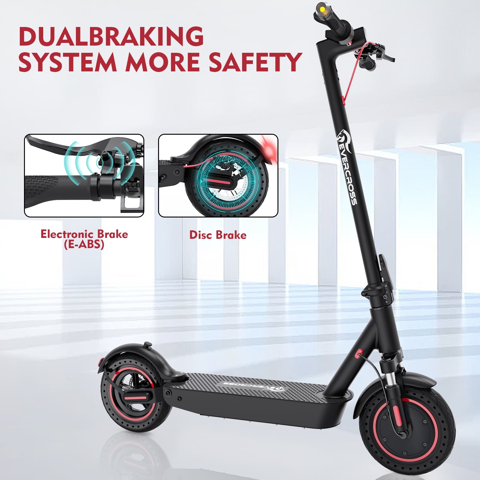 EVERCROSS Electric Scooter, 10'' Solid Tires, 22 Miles Long Range Max Speed  19MPH, 500W Peak Power Motor, Folding Electric Scooter for Adult Commute 