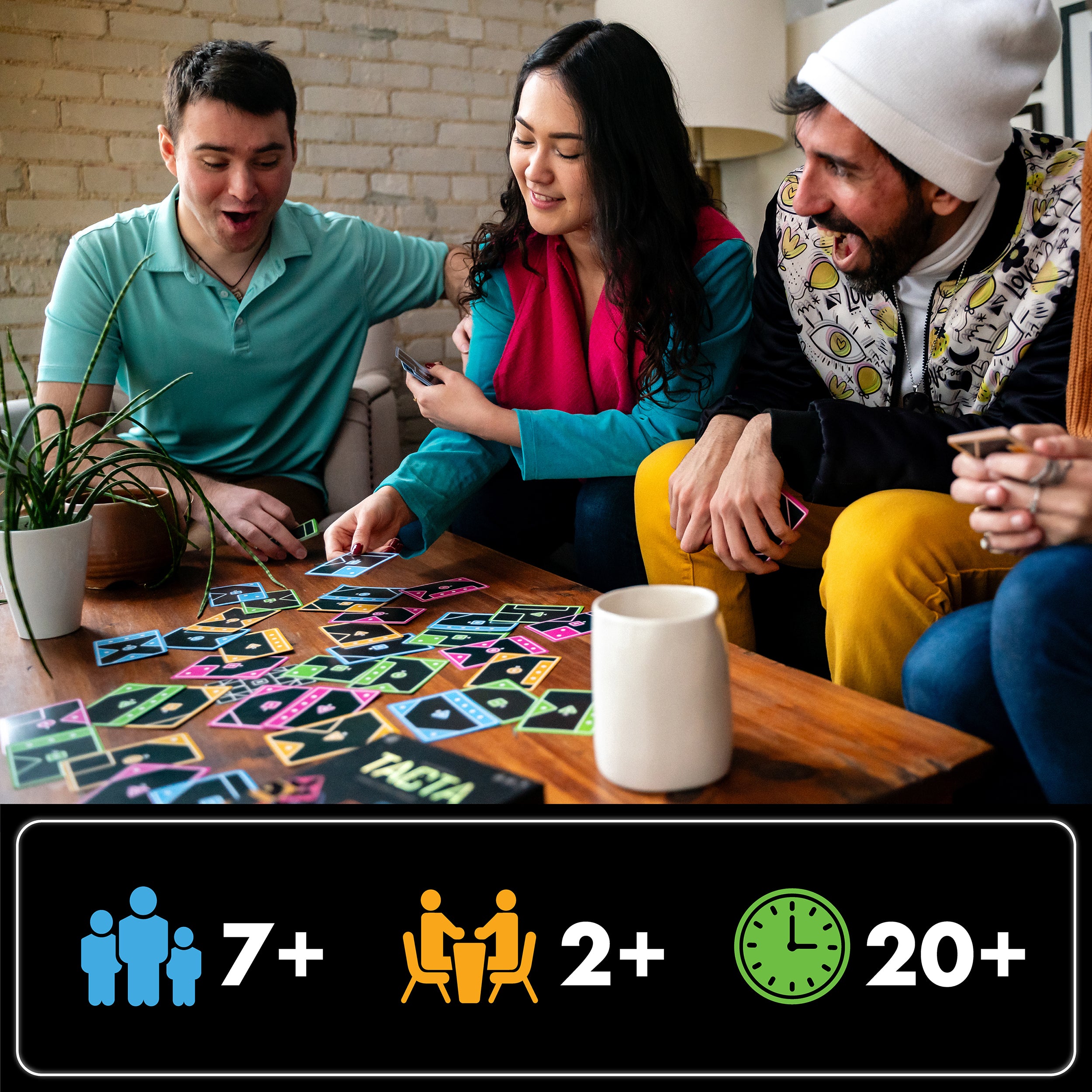 TACTA Card Game, Where Every Card Counts, Fast-Paced Strategic Shape Matching Party Game, Analyze and Optimize to Connect, Cover & Conquer to Win, Unique Party Game for 2 or More Players, Ages 7 & Up