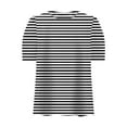 thumbnail image 4 of Womens Striped Puff Sleeve Tops for Summer Casual Trendy Holiday Resort Outfits Crew Neck Baggy Short Sleeve T-shirt, 4 of 5