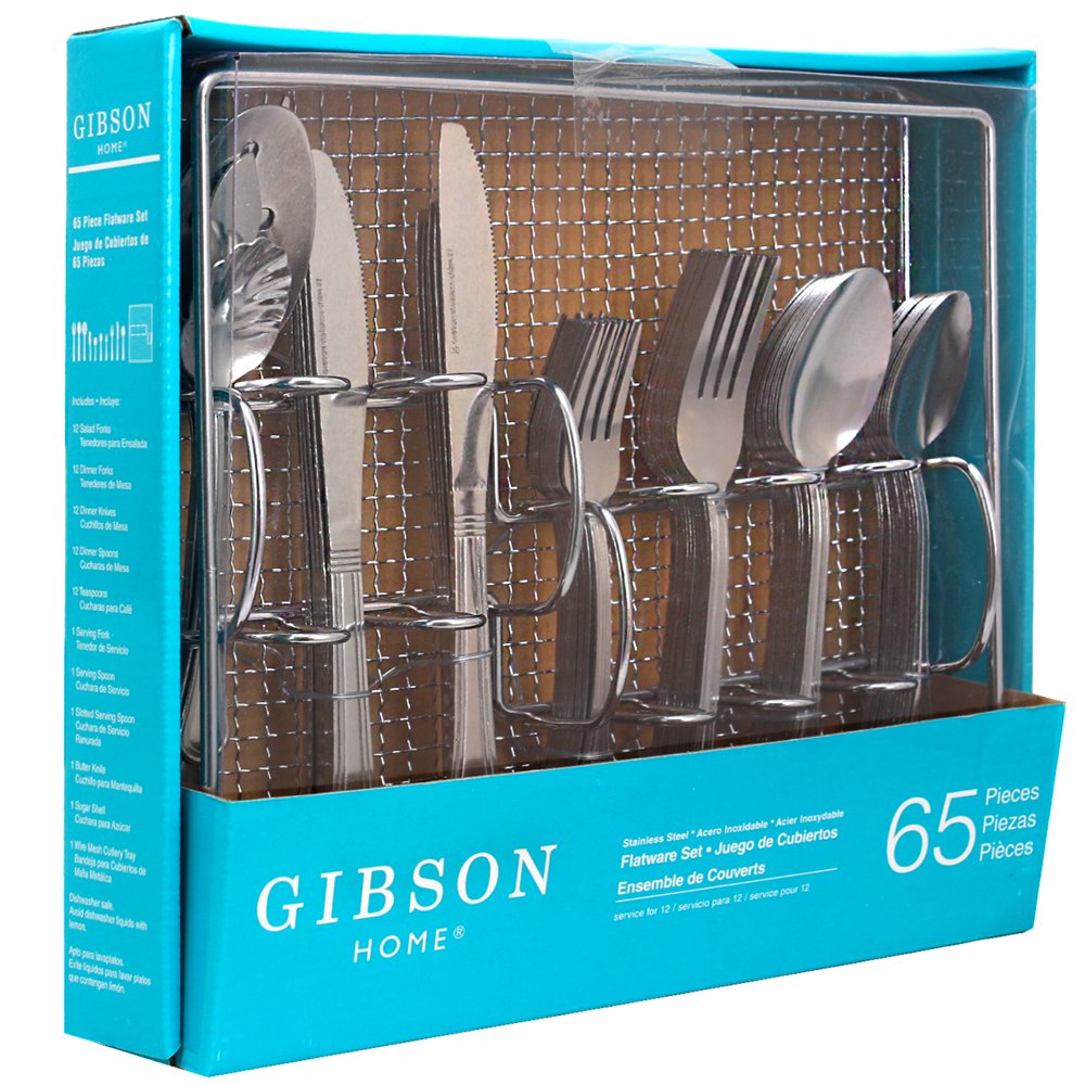 Gibson Home South Bay 65 Piece Flatware Set with Wire Caddy Walmart