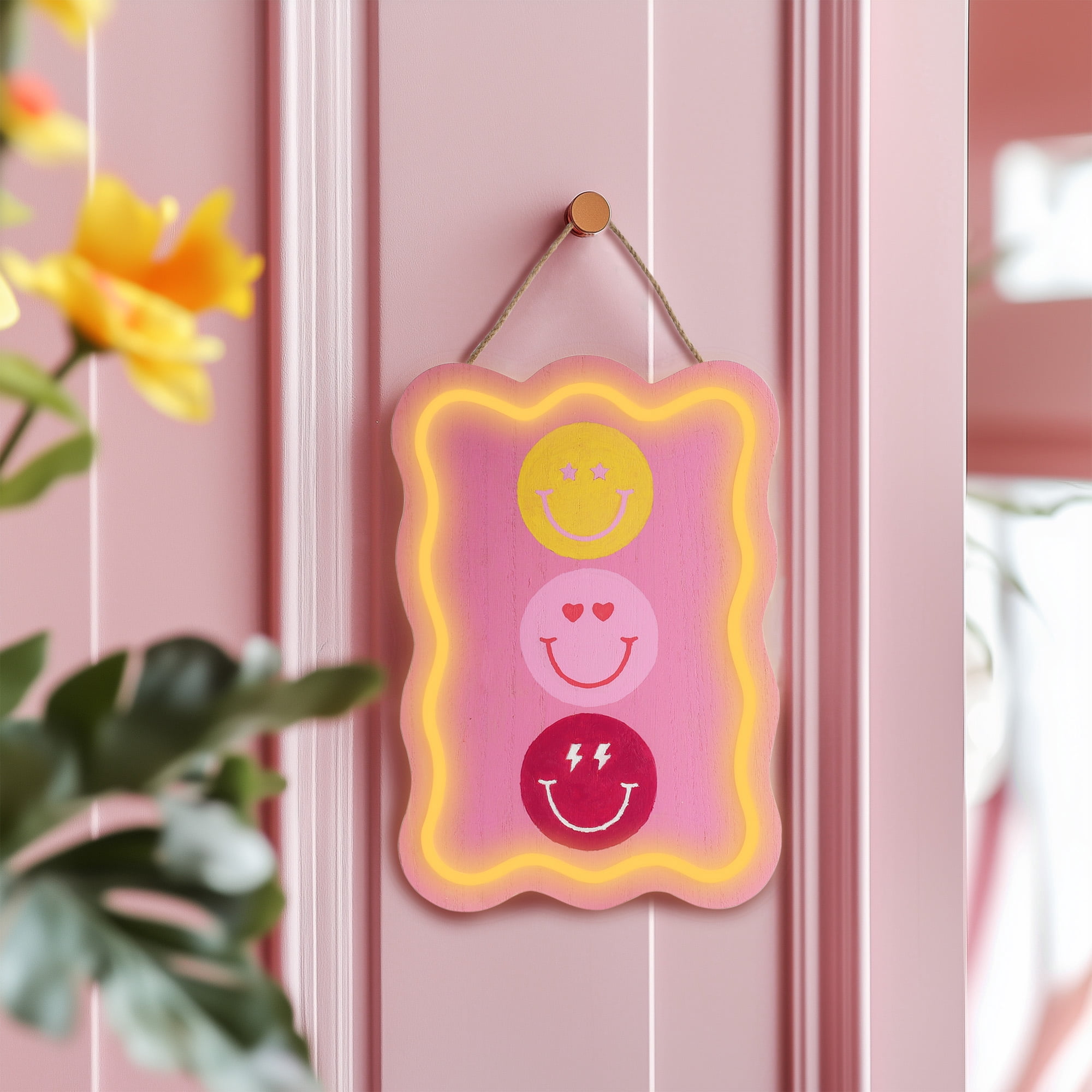 Hello Hobby LED Wavy Rectangle Plaque Sign, Unfinished MDF Surface, 7.4 in x 1.4 in x 11 in