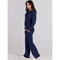 thumbnail image 3 of Women 2 Piece Outfits Sweatsuit Set 2023 Fall Oversized Half Zip Sweatshirt Wide Leg Sweatpant Lounge Set Tracksuit, 3 of 5