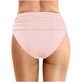 thumbnail image 3 of MNCEKFOD Swim Bottoms for Women Summer Solid Color Waist Length Pleated Beach Double Layered Triangle Swim Trunks Light Pink M, 3 of 5