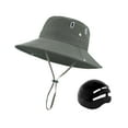 thumbnail image 4 of Sombrero de pescador con carcasa interior rígida y ala ancha ajustable y transpirable. Verde oscuro, 4 of 9