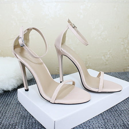 

BRISEZZS Women s Heeled Sandals- Buckle Strap Casual Sexy New Style Summer Sandals #389 Beige-7.5
