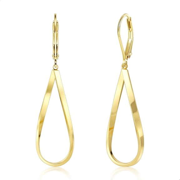 DESIGNICE Silver Teardrop Leverback Earrings for Women Trendy Waterdrop Drop Twisted Dangle Earrings Jewelry 14K Gold Plated Hypoallergenic Boho Leverback Dangle Earring