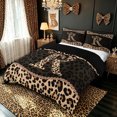 thumbnail image 3 of meiyoeat Bowknot Letter R Bedding for Kids Girls, Cheetah Print Diamond Duvet Cover Full, Brown Black, Black Reversible, 3 Pieces, 1 Duvet Cover and 2 Pillowcases, 3 of 6