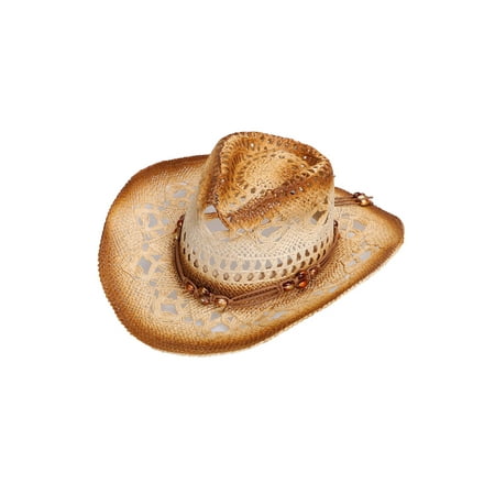 Men / Women's Summer Woven Straw Cowboy Hat, 2826_Brown